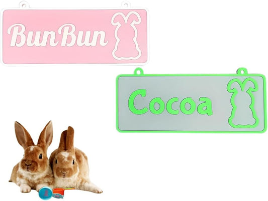 Personalized Rabbit Name Sign - Custom Cage Bunny Nameplate