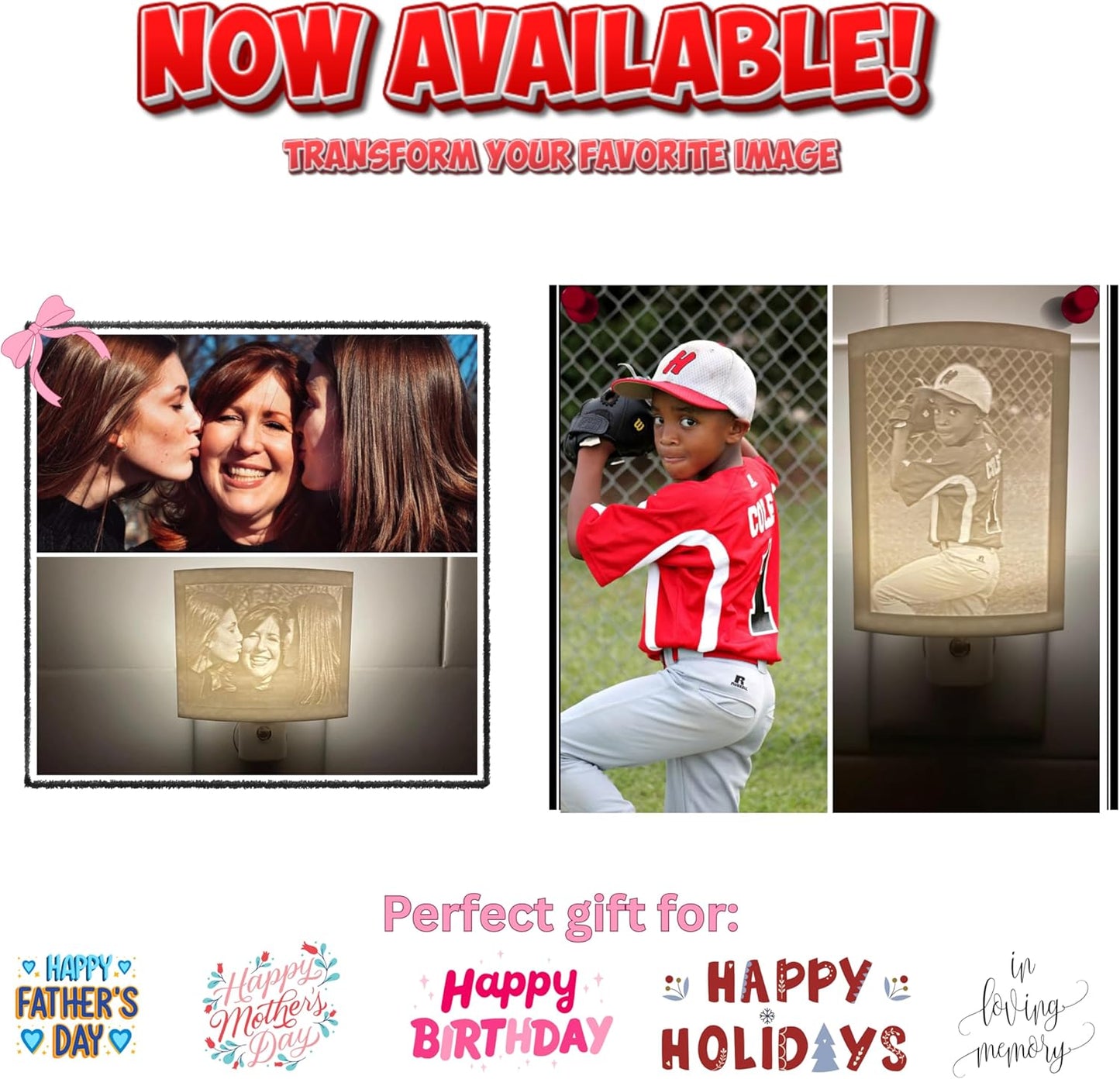 Custom Lithophane Photo Night Light — Pet Memorial & Photo Gift