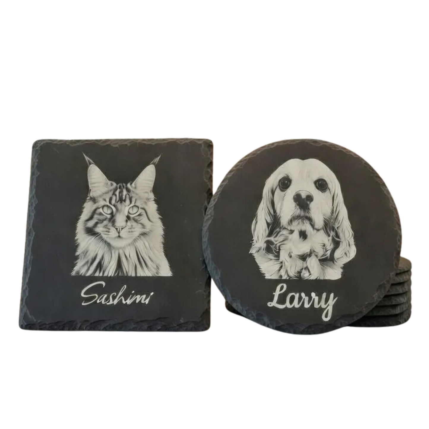 Personalized Pet Portrait Slate Coaster