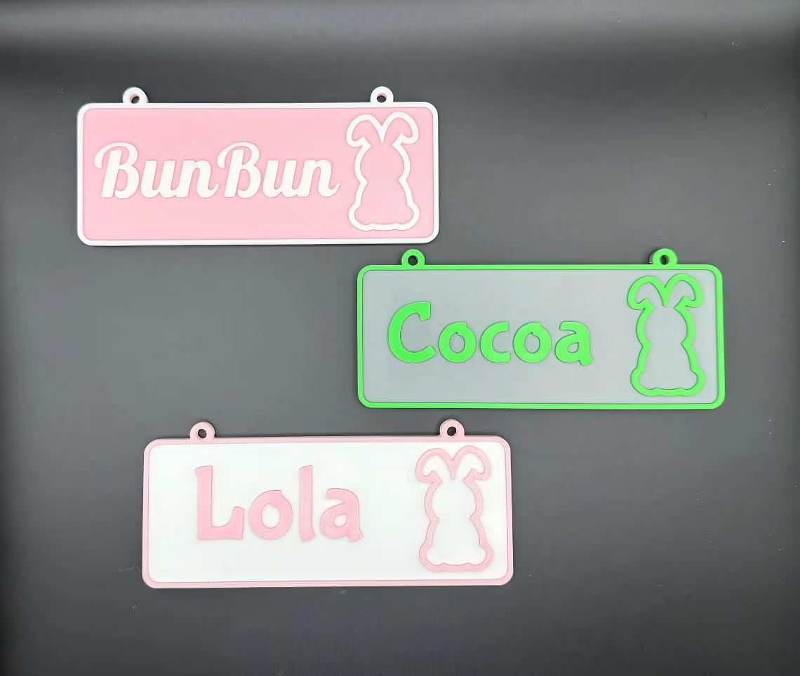 Personalized Rabbit Name Sign - Custom Cage Bunny Nameplate - PAWS FRVR