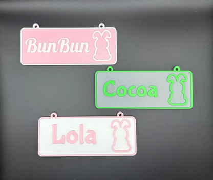Personalized Rabbit Name Sign - Custom Cage Bunny Nameplate - PAWS FRVR