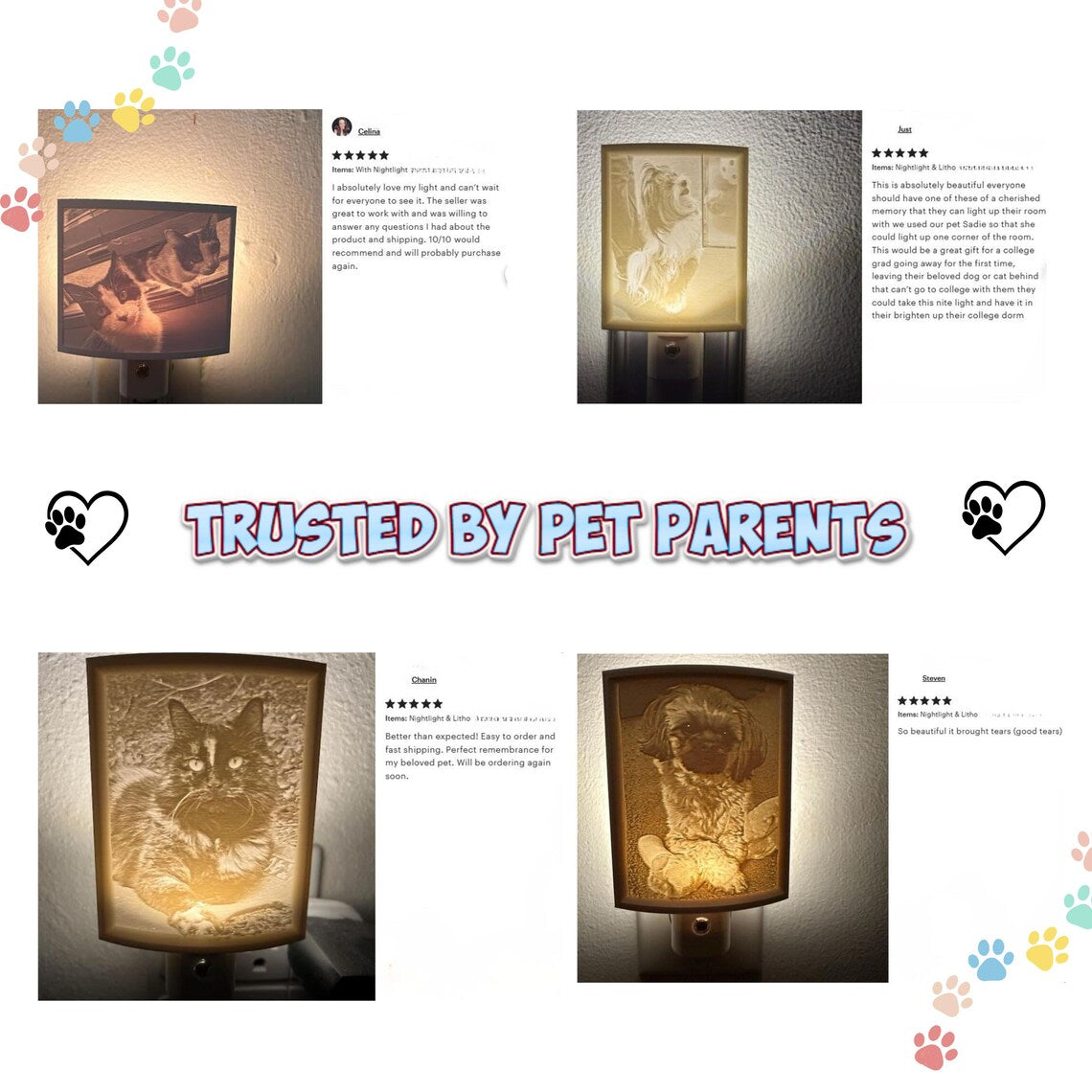 Custom Lithophane Photo Night Light — Pet Memorial & Photo Gift