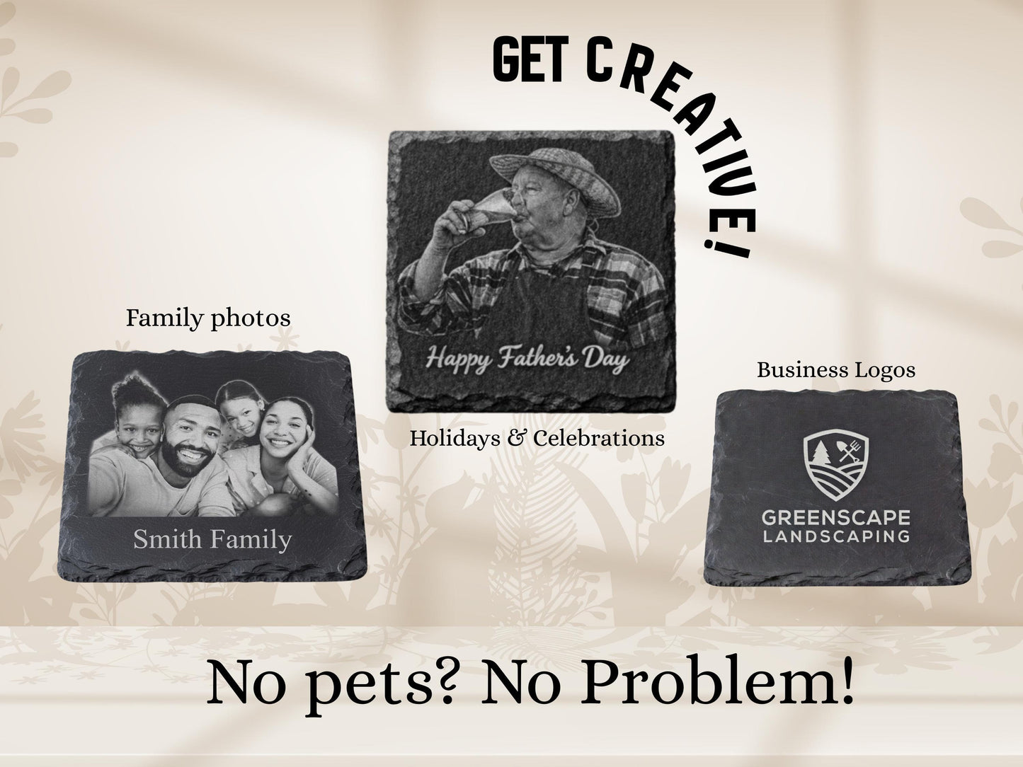 Personalized Pet Portrait Slate Coaster