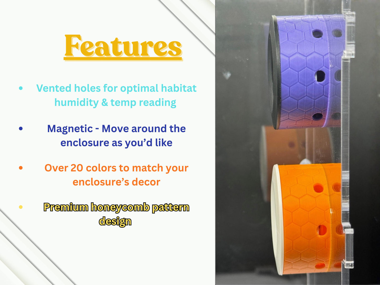 Magnetic Hygrometer Mount for Reptile & Spider Enclosures
