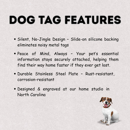 Personalized Silicone Pet ID Tag — Silent Slide-On